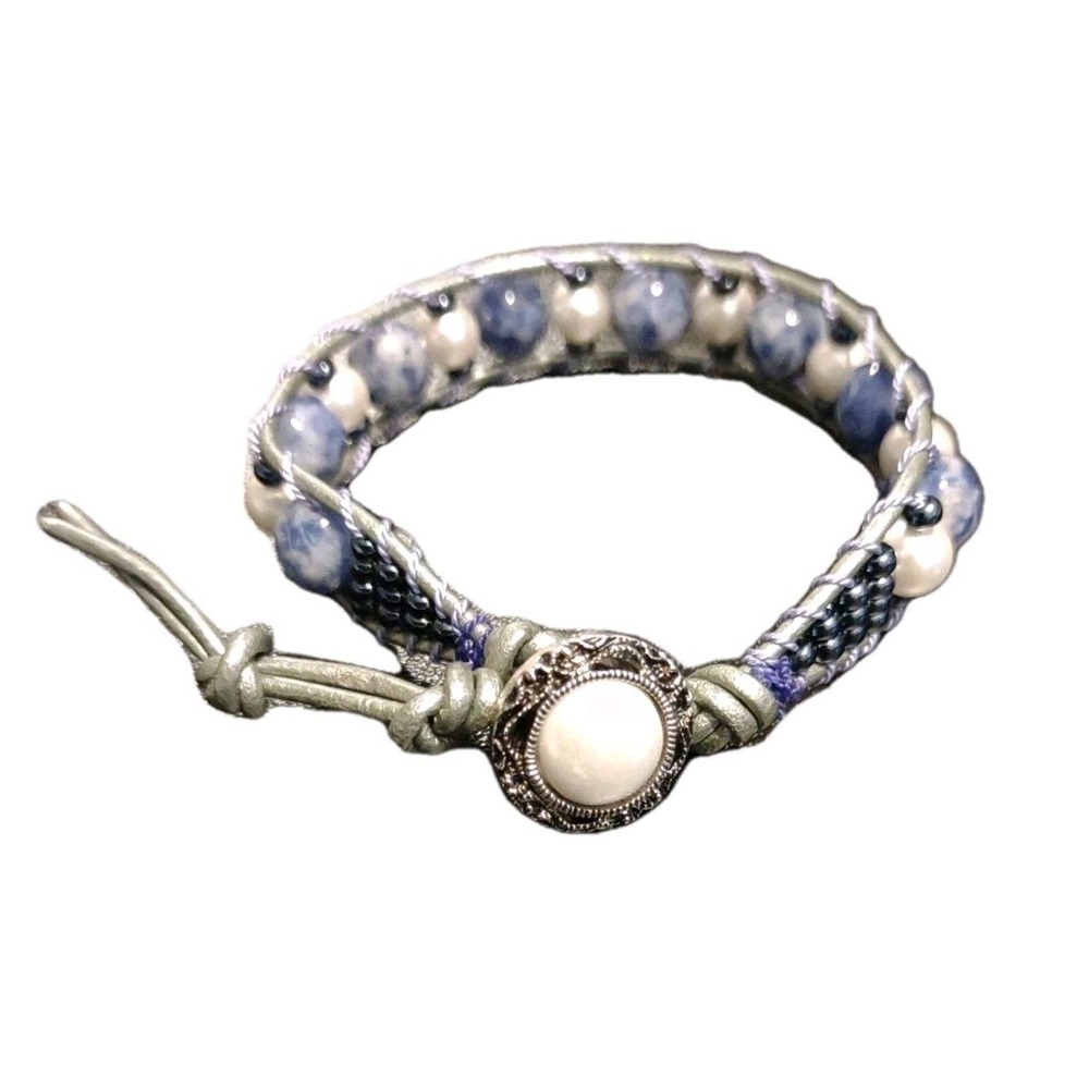 Single Wrap Beaded Leather Bracelet